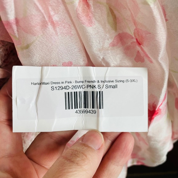 NWT Worth Collective Harlow Smocked Maxi Dress Puff Sleeve Pink Floral Chiffon S - Picture 11 of 12